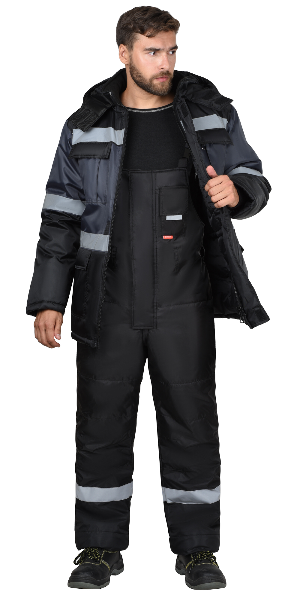 125797 Полукомбинезон универсальный зимний, черный и СОП 50мм тк. Оксфорд (ЧЗ)