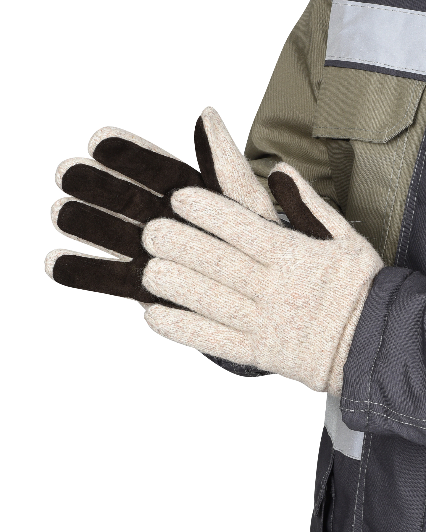 01013 Перчатки шерстяные со спилком на ладони и пальцах Юкагиры Safeprotect (Тинсулейт) (х12х120)