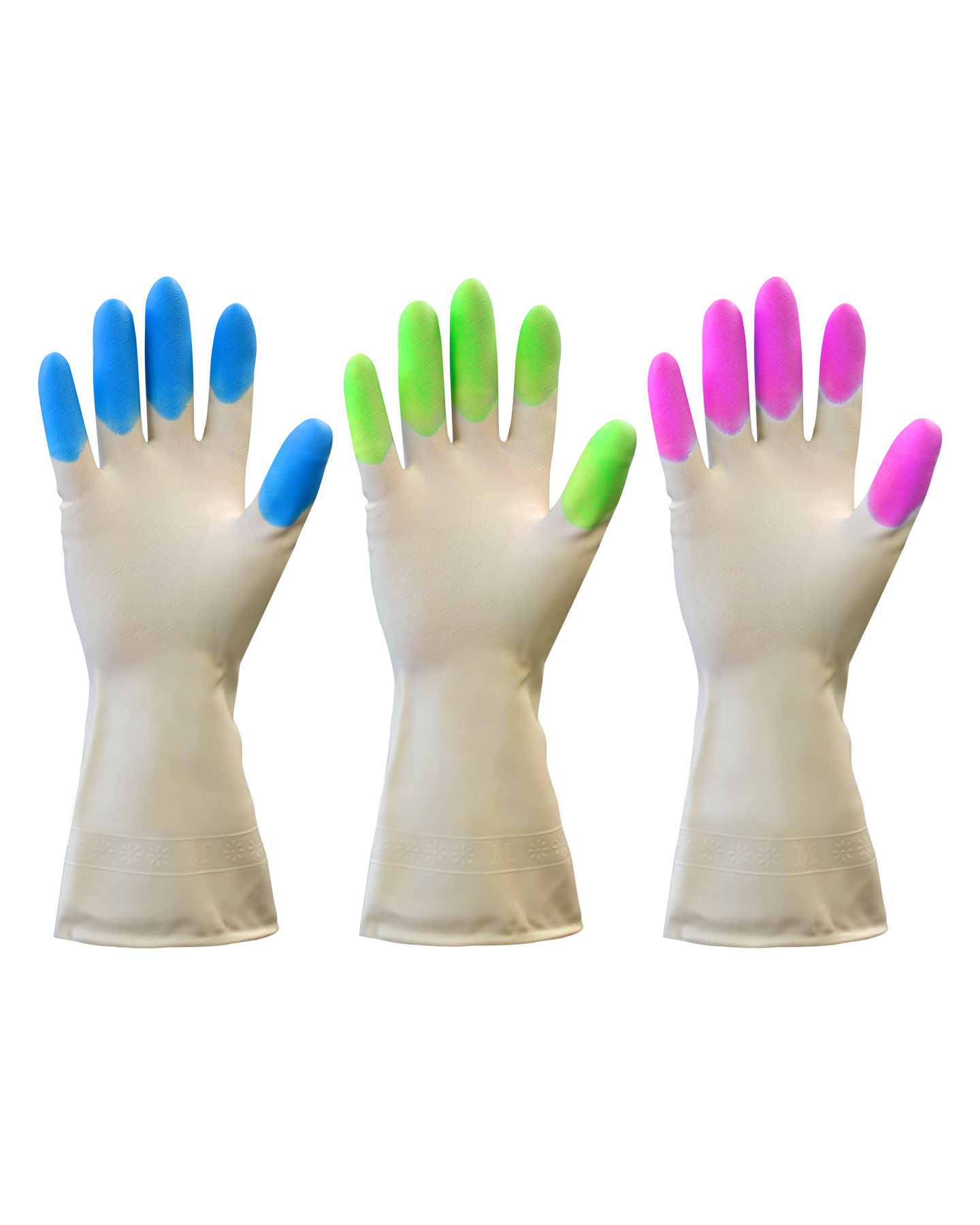 160573 Перчатки хозяйственные виниловые (без внутр.покрытия) 3 цвета в коробке  (х72)