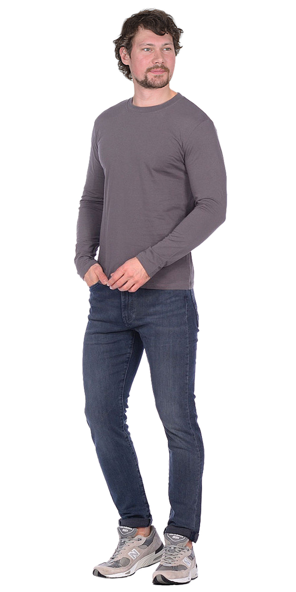 131529 Футболка длинные рукава серая 160г/м2