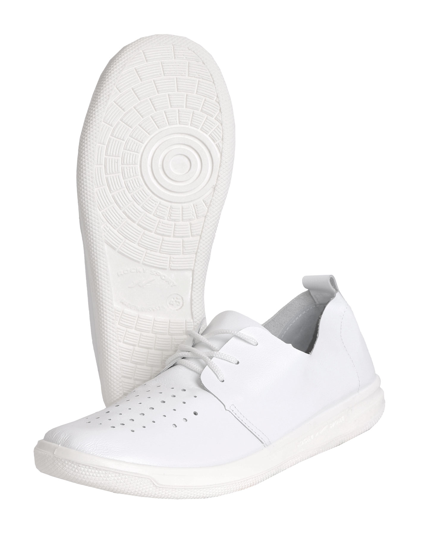 128080 Полуботинки с перфорацией белые, ПУ (ЧЗ)