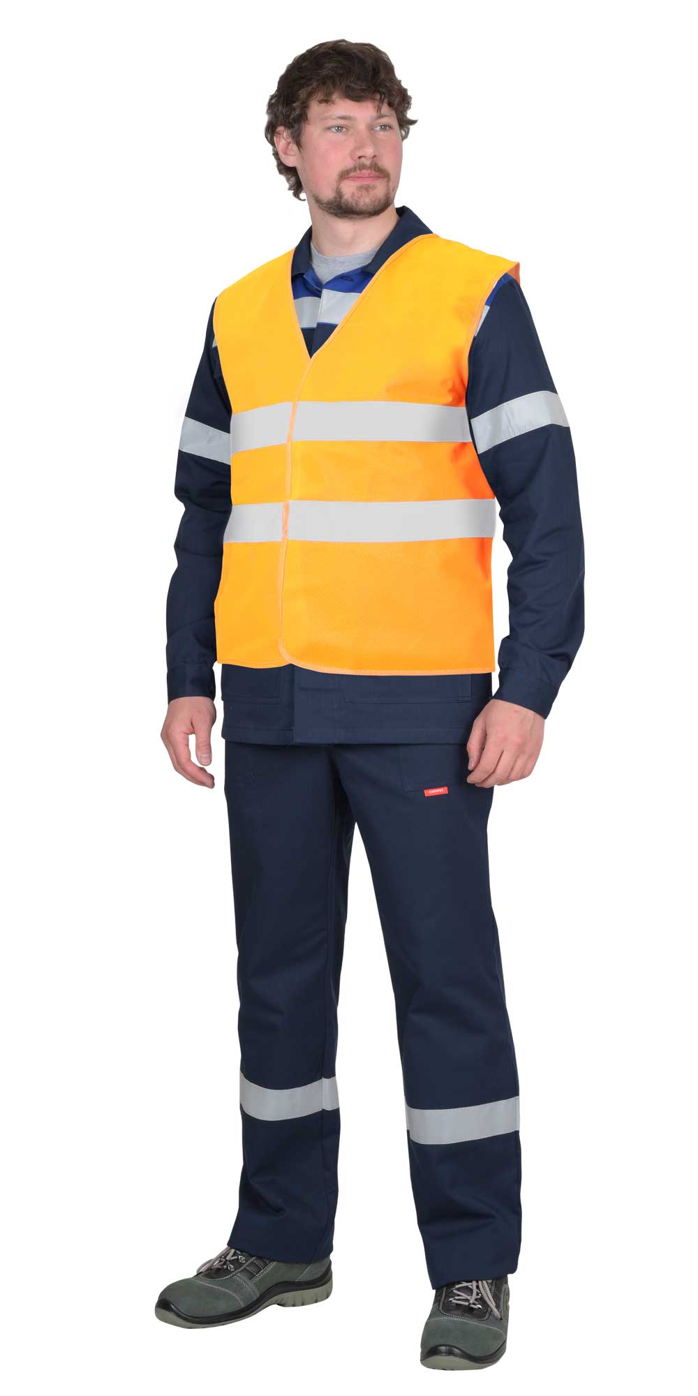 136192 Жилет сигнальный SIRIUS кл.1, 2 СОП (трик.100 гр/м2) оранжевый (ЧЗ)