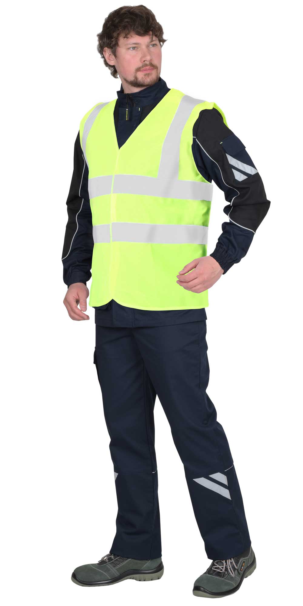 136212 Жилет сигнальный SIRIUS кл.1, 4 СОП (трик.100 гр/м2) лимонный (ЧЗ)