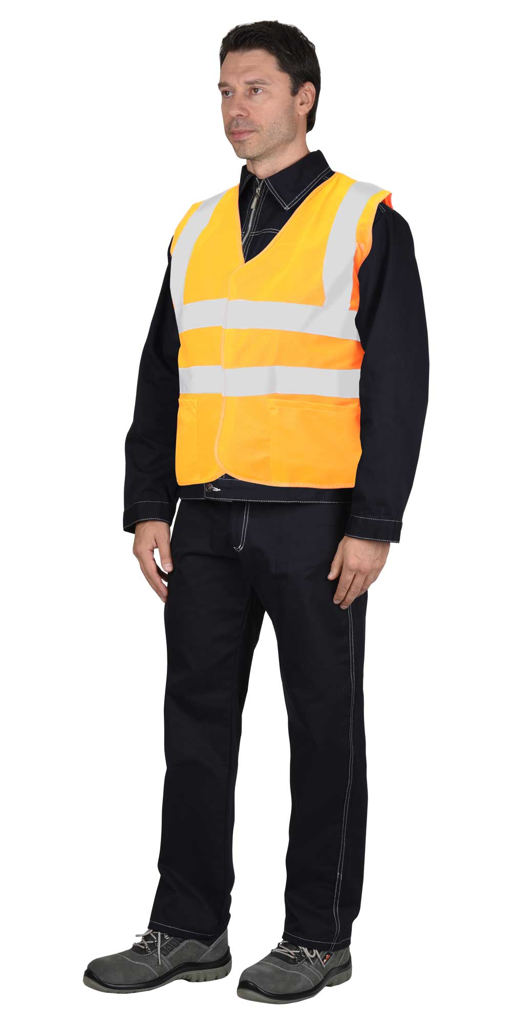 136252 Жилет сигнальный SIRIUS кл.2, 4 СОП (трик.120 гр/м2, карманы) оранжевый (ЧЗ)