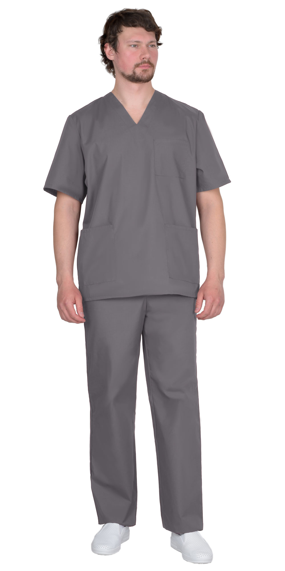 158385 Костюм хирурга универсальный: куртка, брюки темно-серый тк. ТиСи  (ЧЗ)
