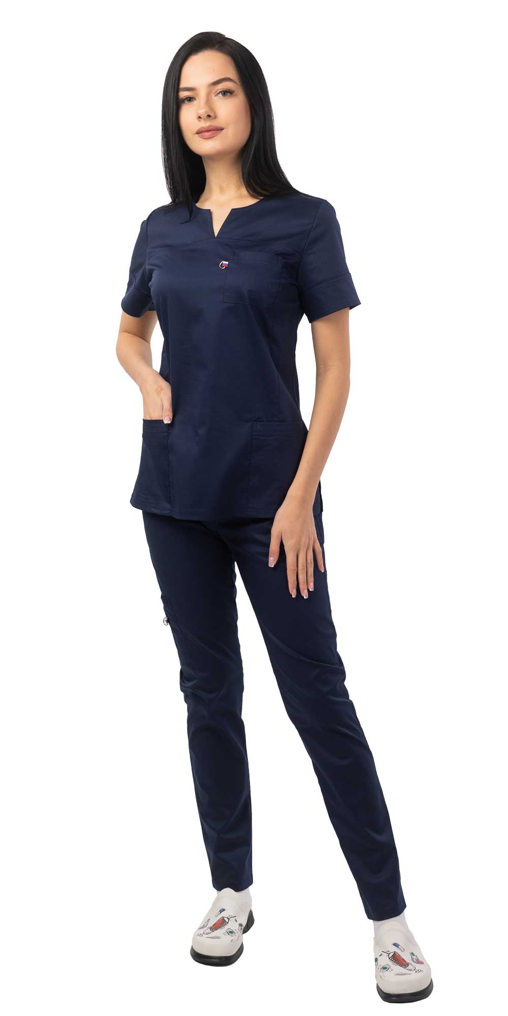 165599 Костюм В-504 женский: блуза, брюки, цв. темно-синий тк. Вискоза 32% (ЧЗ)