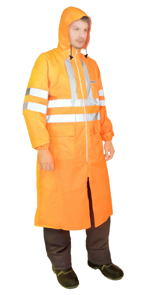 03184 Плащ влагозащитный сигнальный с СОП ExtraVision WPL (225 гр/м2) оранжевый (ЧЗ)