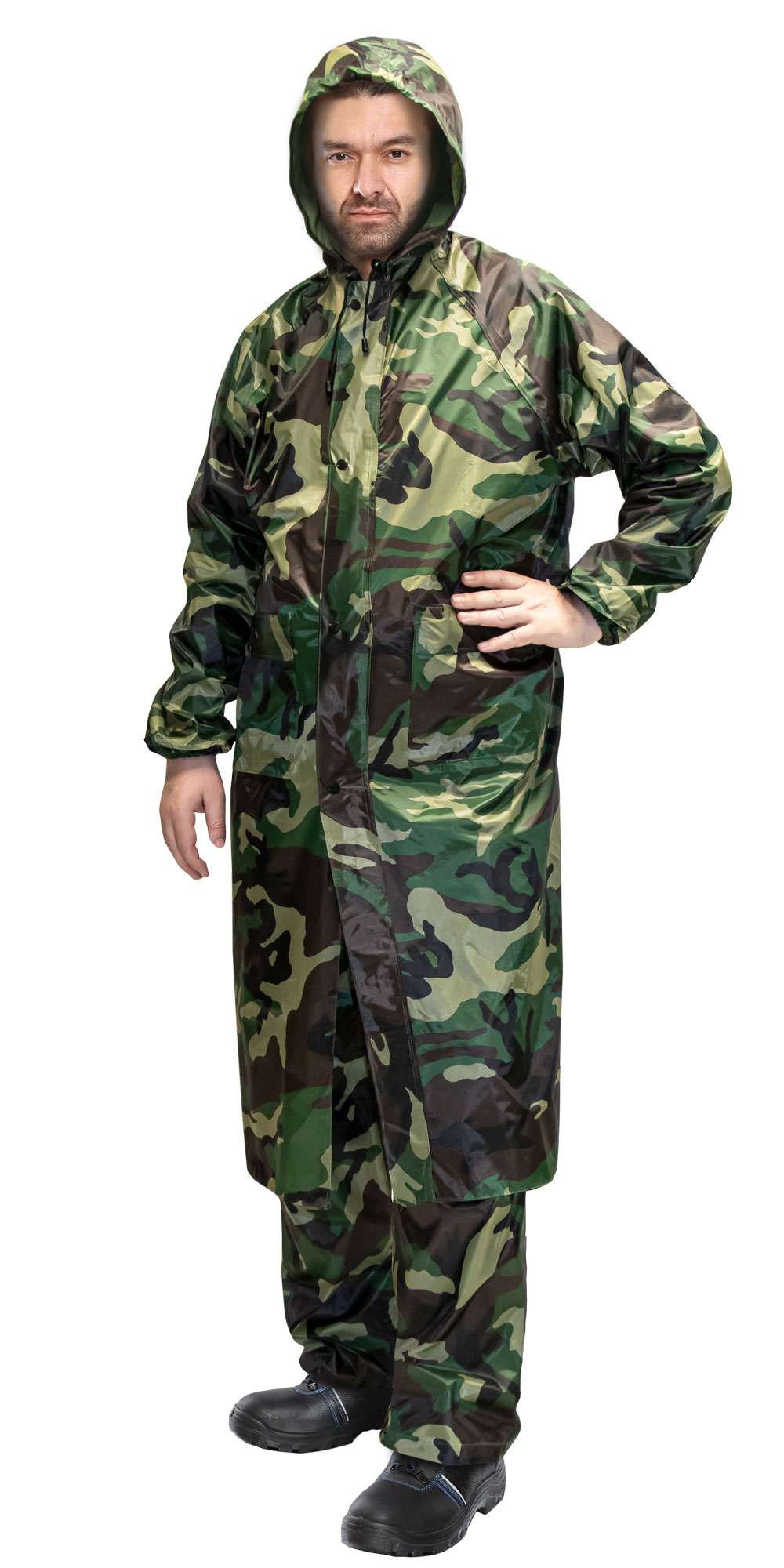 141550 Плащ влагозащитный SIRIUS Стандарт (210 гр/м2) КМФ зеленый (ЧЗ)